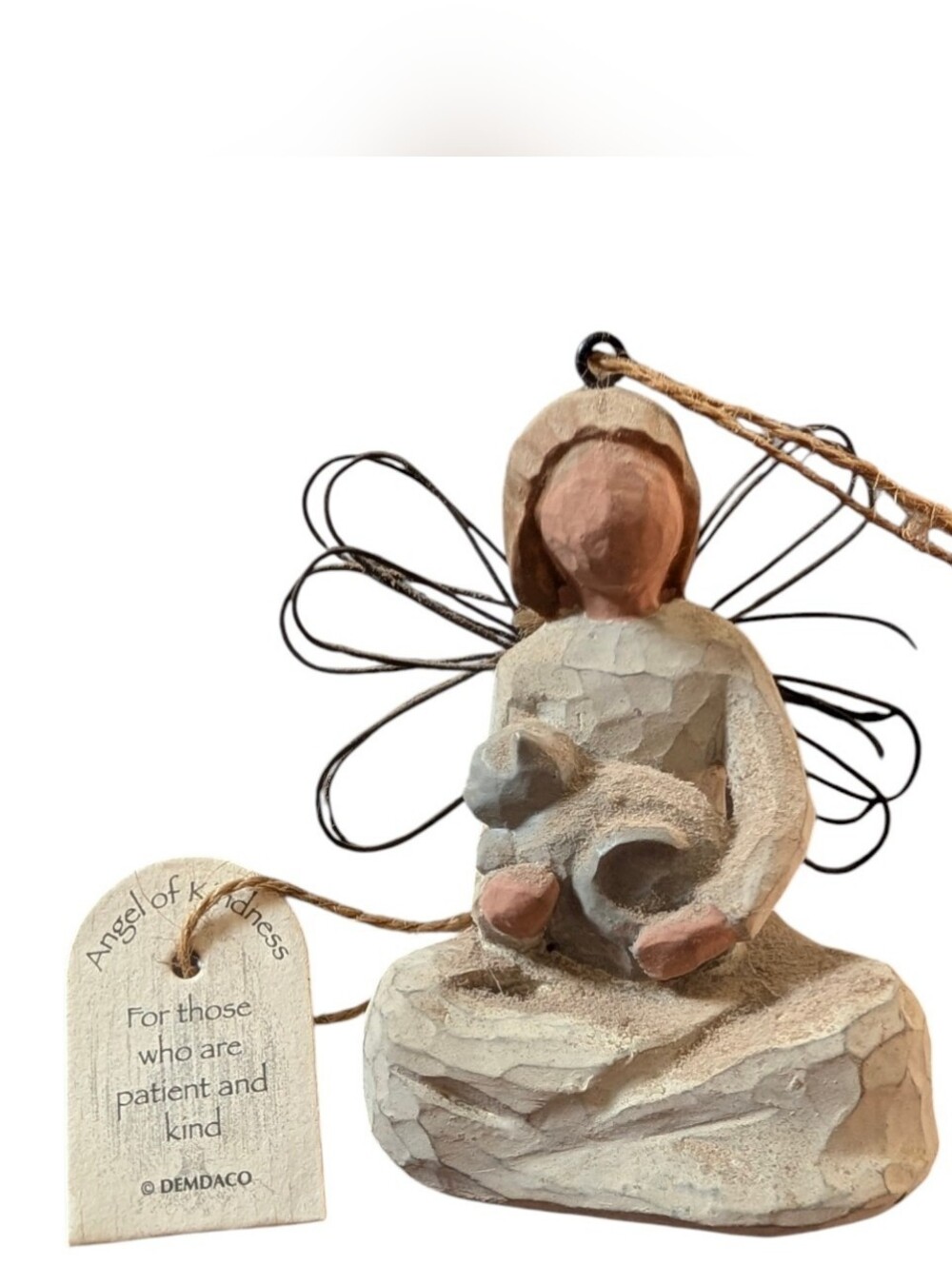 Willow Tree Angel Holding Cat Figurine -  Kindness